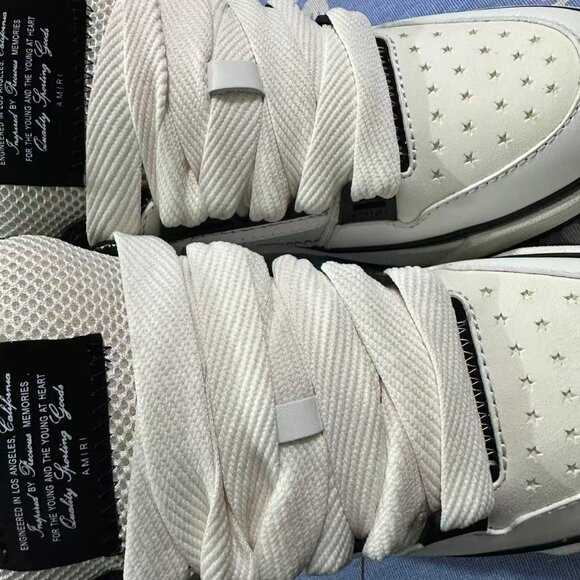 White Amiri Patchwork Leather Sneakers - Picture 2 of 10